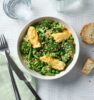 Poêlée légumes verts cuisinés avec boulgour et lanière d’omelettes