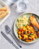 Ratatouille cuisinée et darne façon côtelette
