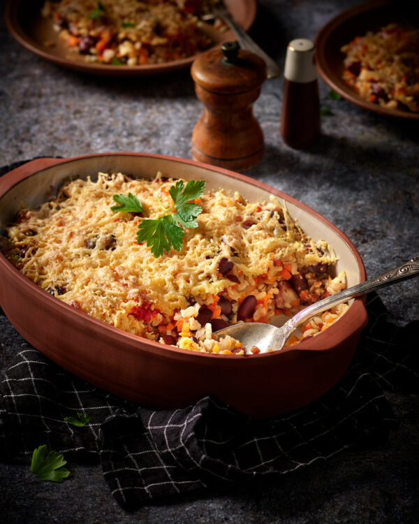 Base-créative-haricots-rouges-riz-tomates-daucy-recette-Gratin-mexicain-au-fromage-et-haricot-rouge-d'aucy
